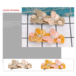 Bow-shaped acetate hair clip with Czech rhinestones in multiple colors for women