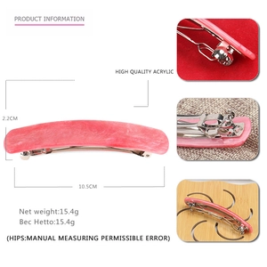 Fermaglio per capelli in acrilico marmorizzato rosa con base in metallo 10,5 cm