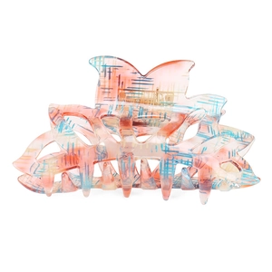 Modern geometric hollow acetate butterfly hair claw clip with colorful mesh patterns