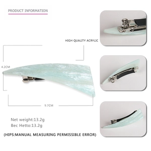 Minimalist marble pattern acrylic hair clip with metal spring 9.7cm triangle hair claw