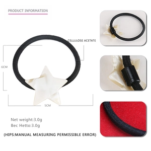 Minimalist elastic hair tie with marble-patterned acetate star pendant for women