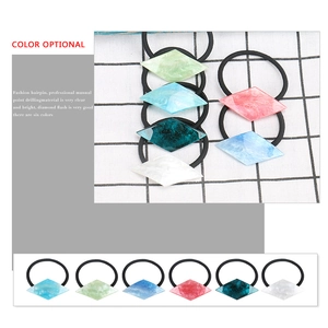 High-elastic geometric acetate hair ties with marble pattern in six assorted colors