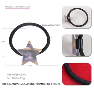 Star-shaped acrylic hair tie with purple marbled patterns and elastic band for women