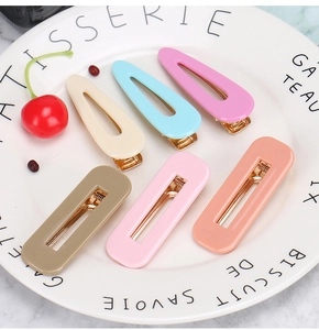 Detailed set of 6 matte Morandi hair clips including teardrop and hollow rectangle shapes