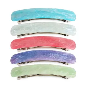 Elegante Molletta per Capelli Rettangolare in Acetato con Texture Marmorea Semplice Clip a Molla Geometrica Fermagli Fatti a Mano per Donna