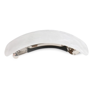 Minimalist white marble pattern acrylic spring hair clip with durable silver metal clasp