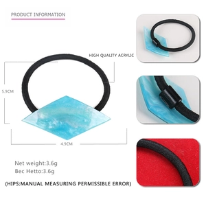 Minimalist geometric blue acrylic hair scrunchie with sparkling gradient ice effect