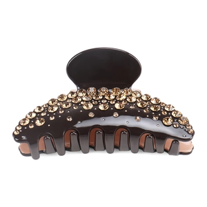 Détails de la pince à cheveux écaille avec des strass dégradés de couleur champagne