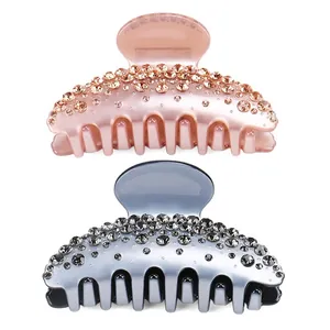 Pince à Cheveux en Acétate de Cellulose Faite Main avec Strass Grande Pince Géométrique Style Coréen Accessoire Cheveux Femme