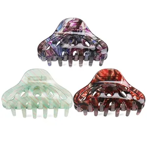 Handmade Cellulose Acetate Hair Claw Clip Hollow Geometric Design Large Marble Pattern Shark Clip For Women Daily Accessories