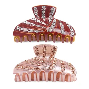 Acetate Rhinestone Hair Claw Clip Geometric Retro Large Hair Catch For Women Elegant Rhinestone Hair Accessories