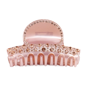 Peach acetate hair claw clip with champagne rhinestones for elegant women's updo hairstyles