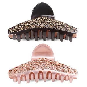 Pince à Cheveux de Luxe en Acétate pour Femmes Strass Brillants Géométrique Support Queue de Cheval Coiffure Élégante Accessoires de Mode