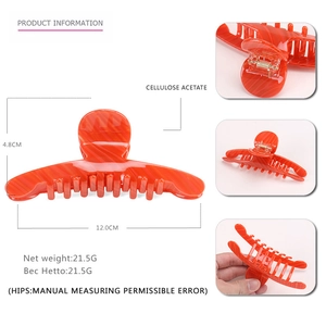 Large red marble cellulose acetate hair claw clip for women, 12cm minimalist shark clip