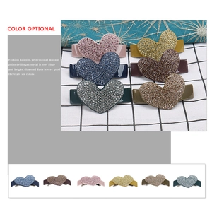 Sparkling rhinestone heart hair clips for women in six assorted vibrant colors