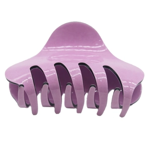Pinza per capelli in acrilico viola chiaro lucido con design multi-dente per coda