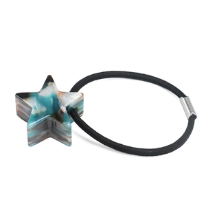 Elastico per capelli con stella in acetato stile giapponese e trama marmorizzata