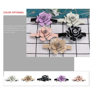 Elegant acrylic flower spring ponytail hair clips in white, pink, khaki, purple and black