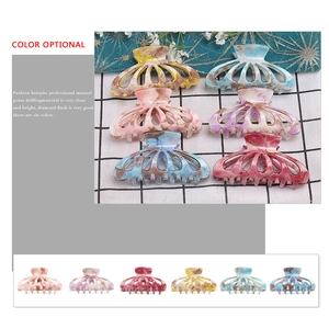 Set of 6 colorful tie-dye marble finish hollow hair claws for elegant updos