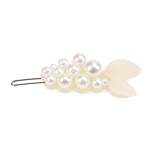 Eleganter fischförmiger Haarclip mit glänzenden Perlen und cremefarbenem Acetat-Fischschwanz