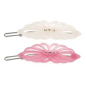 Elegant Cut-out Floral Cellulose Acetate Hair Clip Barrette With Rhinestone Accents Korean Style Women Hair Accessories