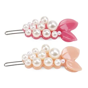 Eleganter Fischform Haarclip Celluloseacetat Künstliche Perle Verzierte Froschspange Für Damen Mode Haarstyling Zubehör
