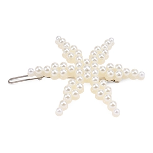 Barrette étoile de mer élégante en argent avec perles blanches et style ballet épuré