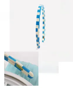 Detail of 1cm blue checkered cellulose acetate headband with size and weight metrics