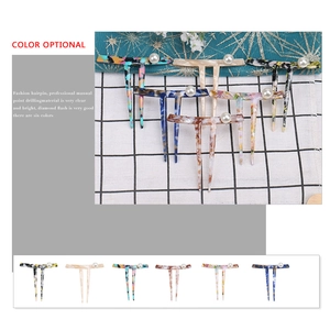 Minimalist marble pattern acetate hair fork with pearl accent in six elegant colors