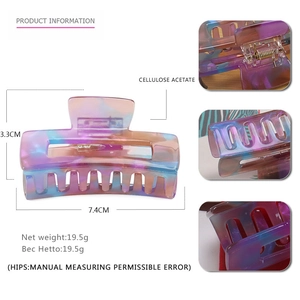 Colorful mosaic cellulose acetate hair claw clip 7.4cm for women hairstyle accessory