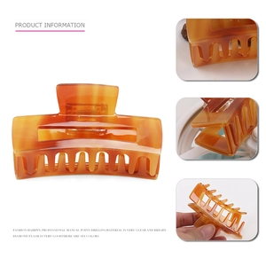 Minimalist square hollow hair claw clip in amber tortoiseshell finish for women