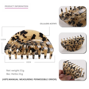 French vintage large tortoiseshell hair claw clip in acetate for women 10cm