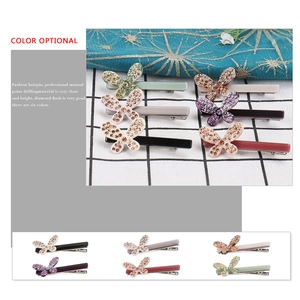 Set di 6 fermagli francesi in acetato con farfalle in strass scintillanti in vari colori eleganti