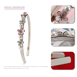 Französischer Acetat-Haarreif mit rosa Blumen und Perlen für Damen Haarstyling