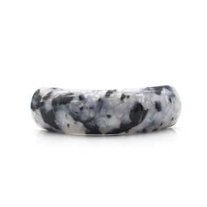 Minimalist wide black and white ink texture resin bangle with marble style patterns