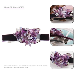 Eleganter 3D-Blumen-Haarclip mit lila Strasssteinen und Acetat-Blumendesign