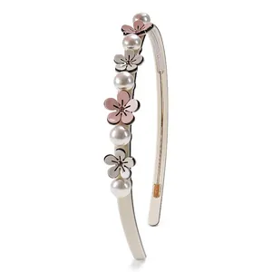 Französisch Acetat Blume Haarreif Elegant Künstliche Perle Strass Haarbügel Süß Floral Stirnband Für Damen Täglich Party Zubehör