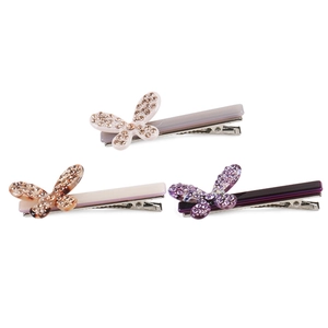 Set di 3 fermagli per capelli in acetato con farfalla di strass e clip a becco d'anatra