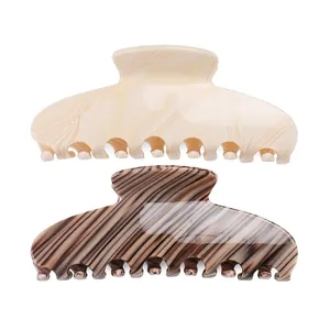 French Style Large Acetate Hair Claw Clip Striped Marbled Shark Clip For Women Thick Hair Styling Hairclip Accessories