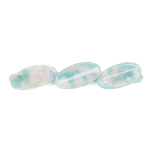 French style marble pattern acetate hair clip with blue and white oval geometric design