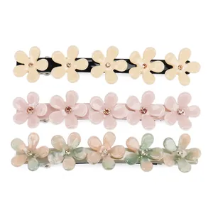 Pince à Cheveux Florale en Acétate de Cellulose Style Coréen Pour Femmes Clip à Ressort Doux Strass Accessoires Cheveux