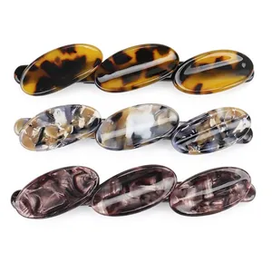 French Style Geometric Oval Cellulose Acetate Hair Clip Marble Tortoiseshell Pattern Spring Clip Barrette For Women Jewelry