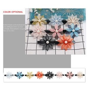 Floral acetate hair clips with pearl center in multiple colors for half-up hairstyles