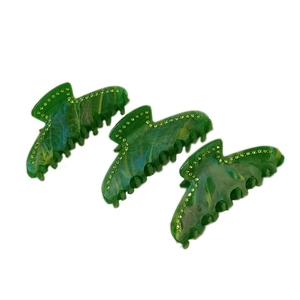 Grande Pinza per Capelli in Acrilico Verde Con Motivo Marmoreo Decorazione in Strass Presa Forte Accessori per Capelli Donna
