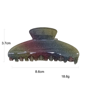 Large gradient acrylic hair claw clip with glitter finish and dimensions of 8.6cm