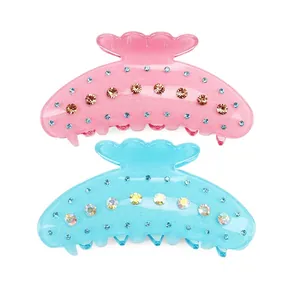 Pince à Cheveux Vintage en Acrylique avec Strass Grande Barrette Requin Scintillante pour Femme Accessoires de Coiffure