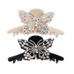 Grande Pince à Cheveux Papillon en Acétate Élégante Pince Papillon en Strass Pince Requin pour Femmes Accessoires Cheveux Scintillants