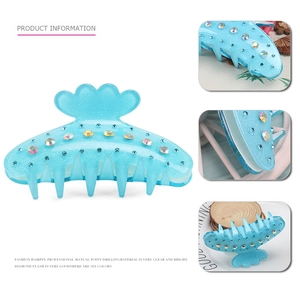 Pince à cheveux en acrylique bleu avec strass et paillettes pour coiffure d'été