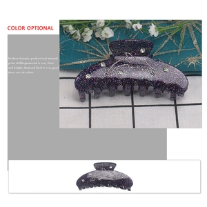 Pince à cheveux dauphin violette à paillettes et strass pour femmes, grand format