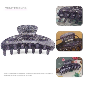 Pince à cheveux dauphin violette scintillante avec strass et ressort en métal